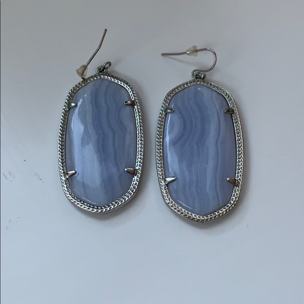 Kendra Scott Silver Earrings with Blue Stones